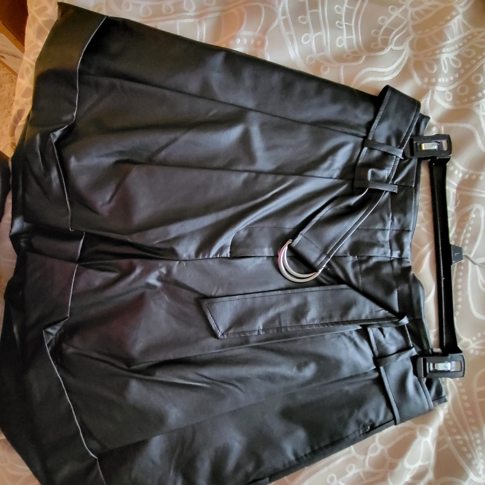 Black leather shorts